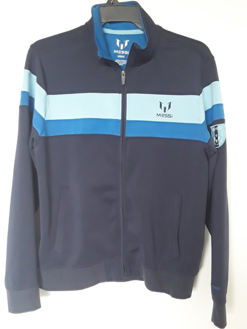 MESSI 10 Track Jacket – Navy with Light Blue stripes – Men’s Size M/M